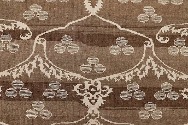 9'x12' Hand-Knotted Ottoman Design Rug | Organic Wool & Silk | Earth Tones
