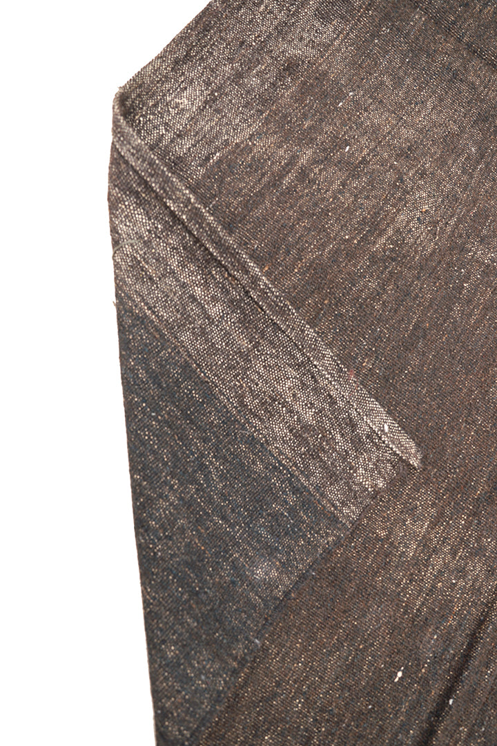 7'x11' Vintage Turkish Black Goat Hair Rug – Handwoven Minimalist Masterpiece
