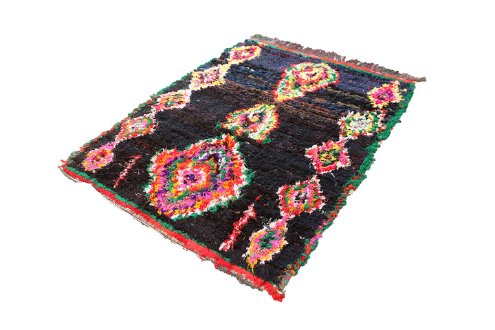 4'x5' Vintage Berber Moroccan Boucherouite Rug