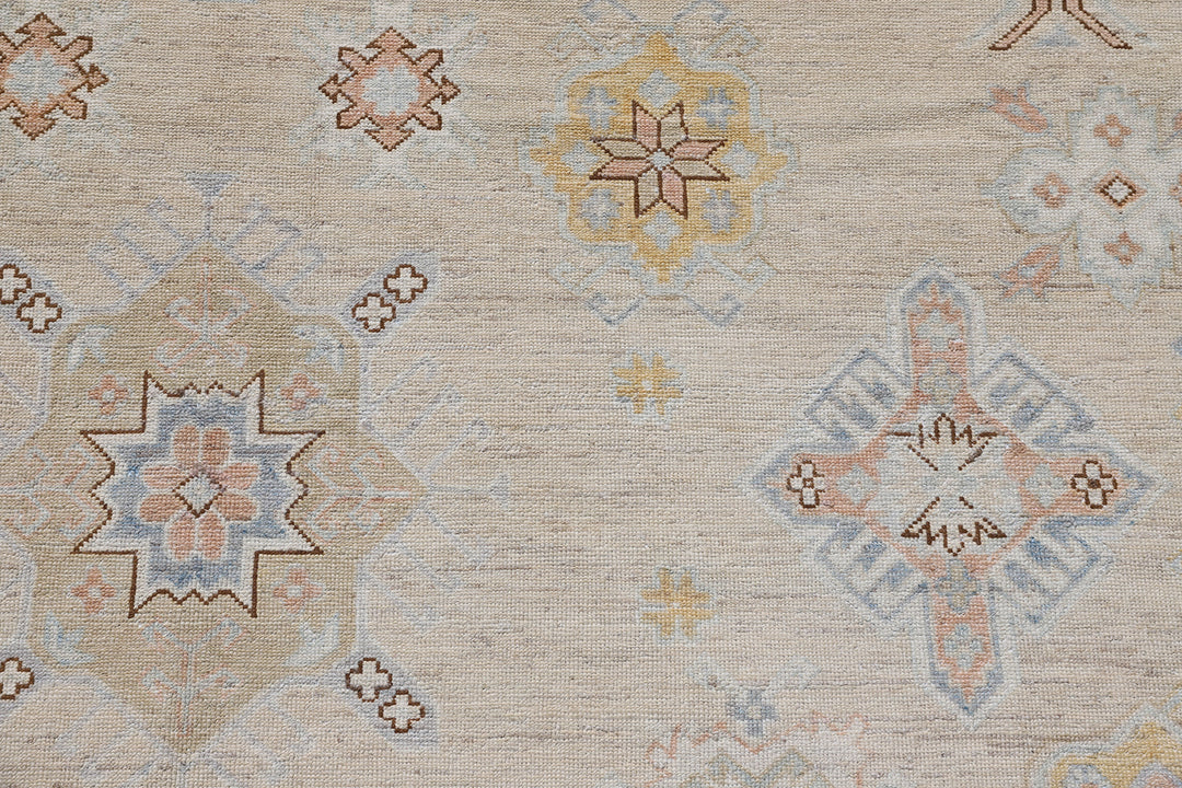 9'x12' Ariana Geometric Earth Tone Hand Knotted Wool Hazara Area Rug