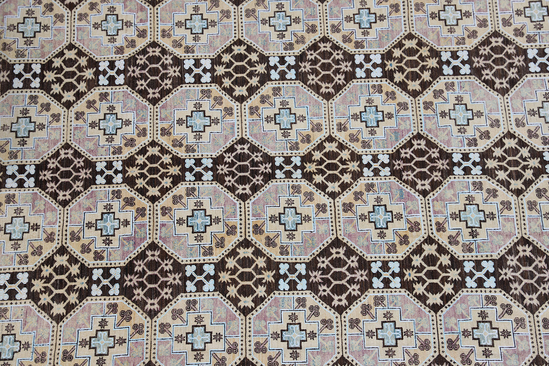 9'x12' Afghan Rug | Ariana Transitional Geometric Design | Turkman Rug