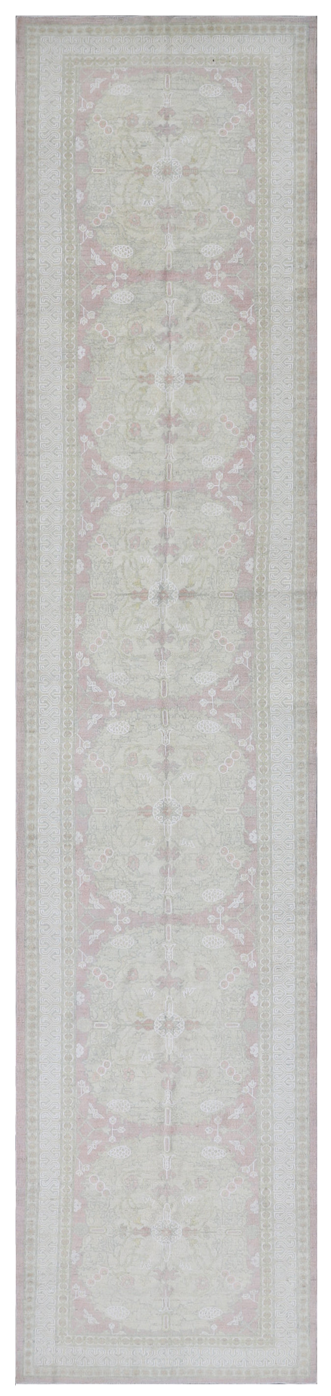 18'x 4' Ariana Transitional Floral Light Pink Ivory White Runner Rug