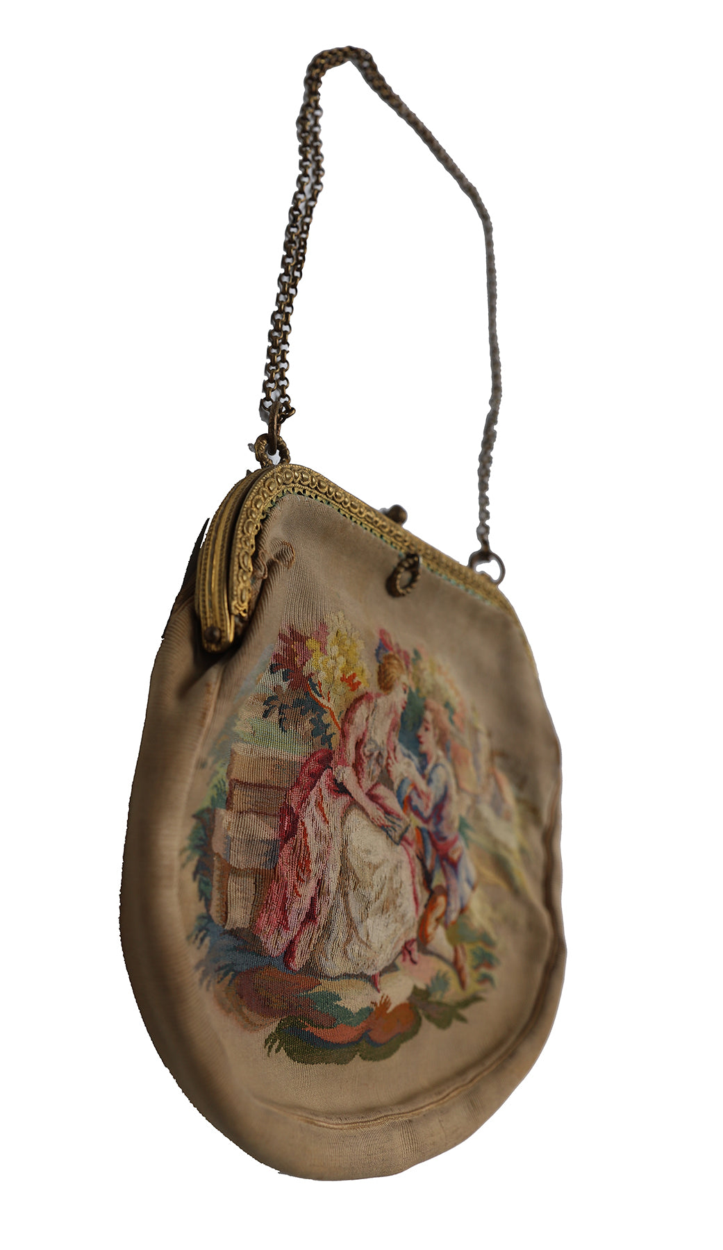 8"x9" Antique French Aubusson Lady Purse