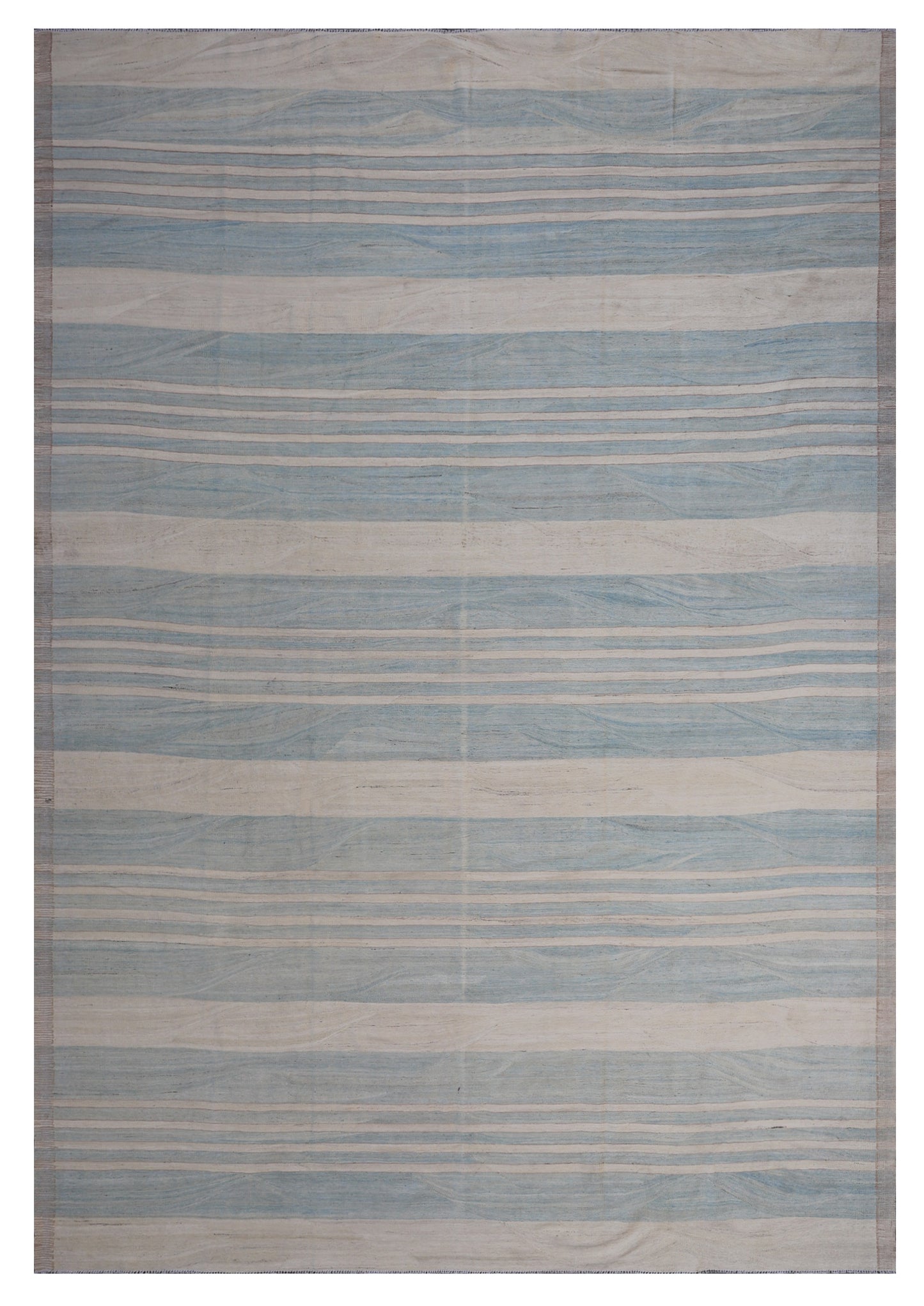10x14 Soft Blue and Ivory Striped Design Ariana Kilim