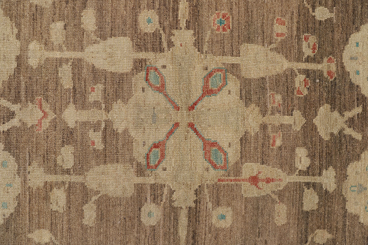 11'x12' Hand-Knotted Turkish Oushak Rug | Organic Wool, Floral Design