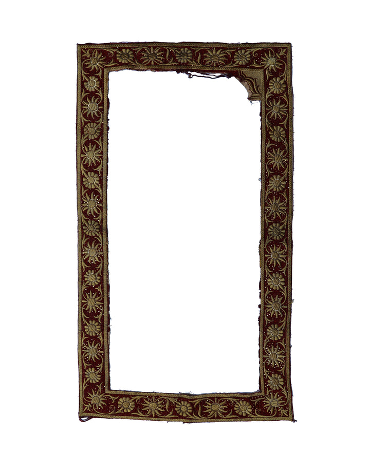 A Spectacular Antique Hand Embroidered Tapestry Border with Flowers Design For Picture Frame