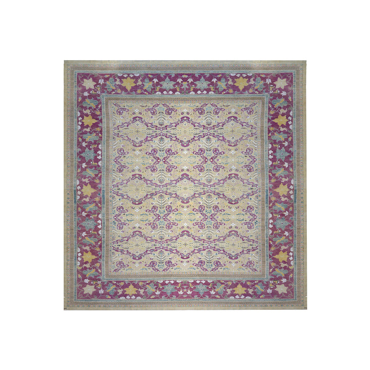 20' x 20' Persian Design Palace Rug | Kerman Style | Purple, Blue, Ivory & Gold Wool Rug