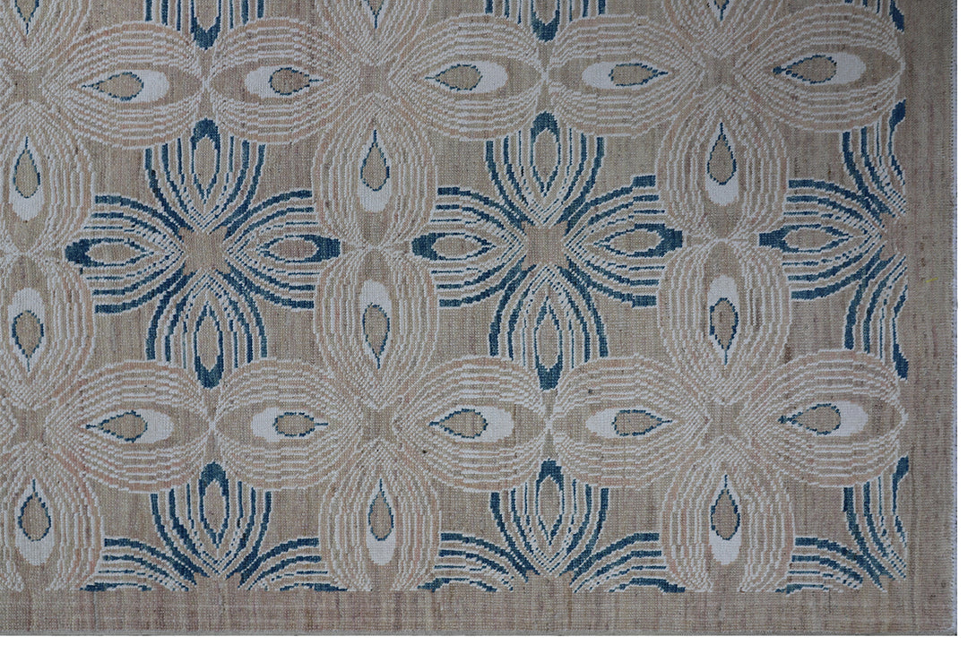 9'x12' Unique Rug | Ariana Modern Taupe Blue White Rug