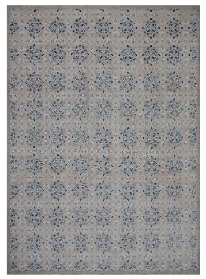 9'x12' Unique Rug | Ariana Modern Taupe Blue White Rug