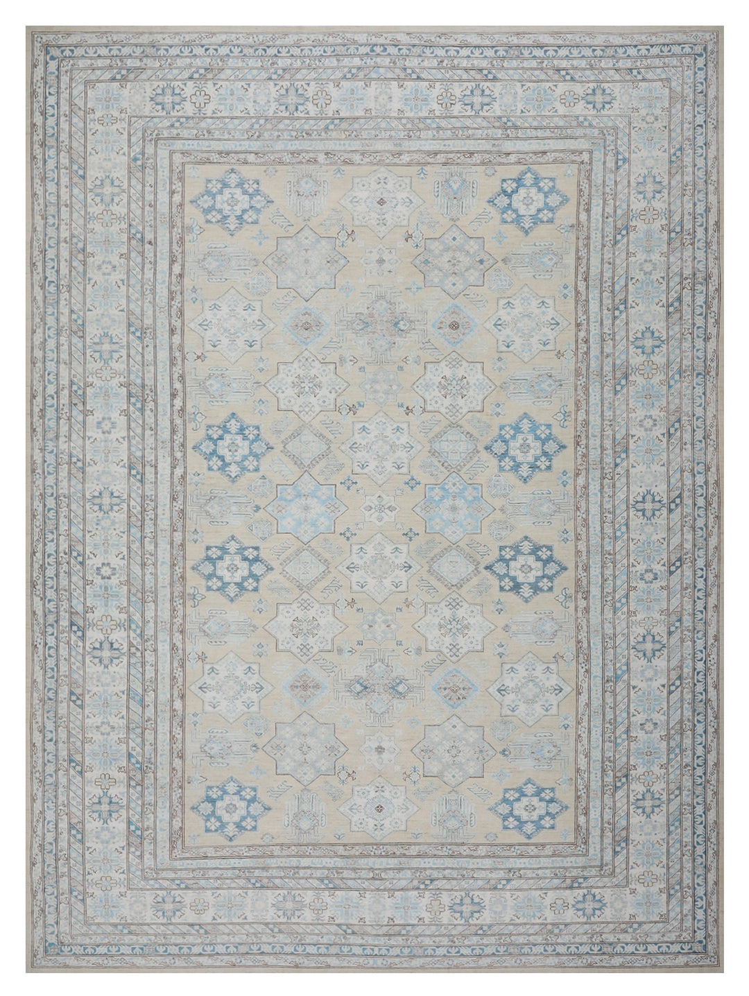 13'x17' Soft Geometric High Quality Caucasian Design Ariana Hazara Rug