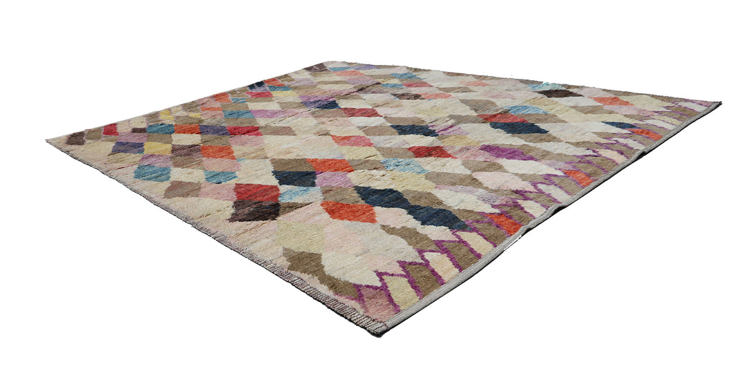 8'x10' Ariana Moroccan Style Multi Color Barchi Diamond Design Rug