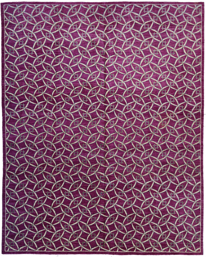 12'x9' Ariana Modern Magenta Cream Brown Rug