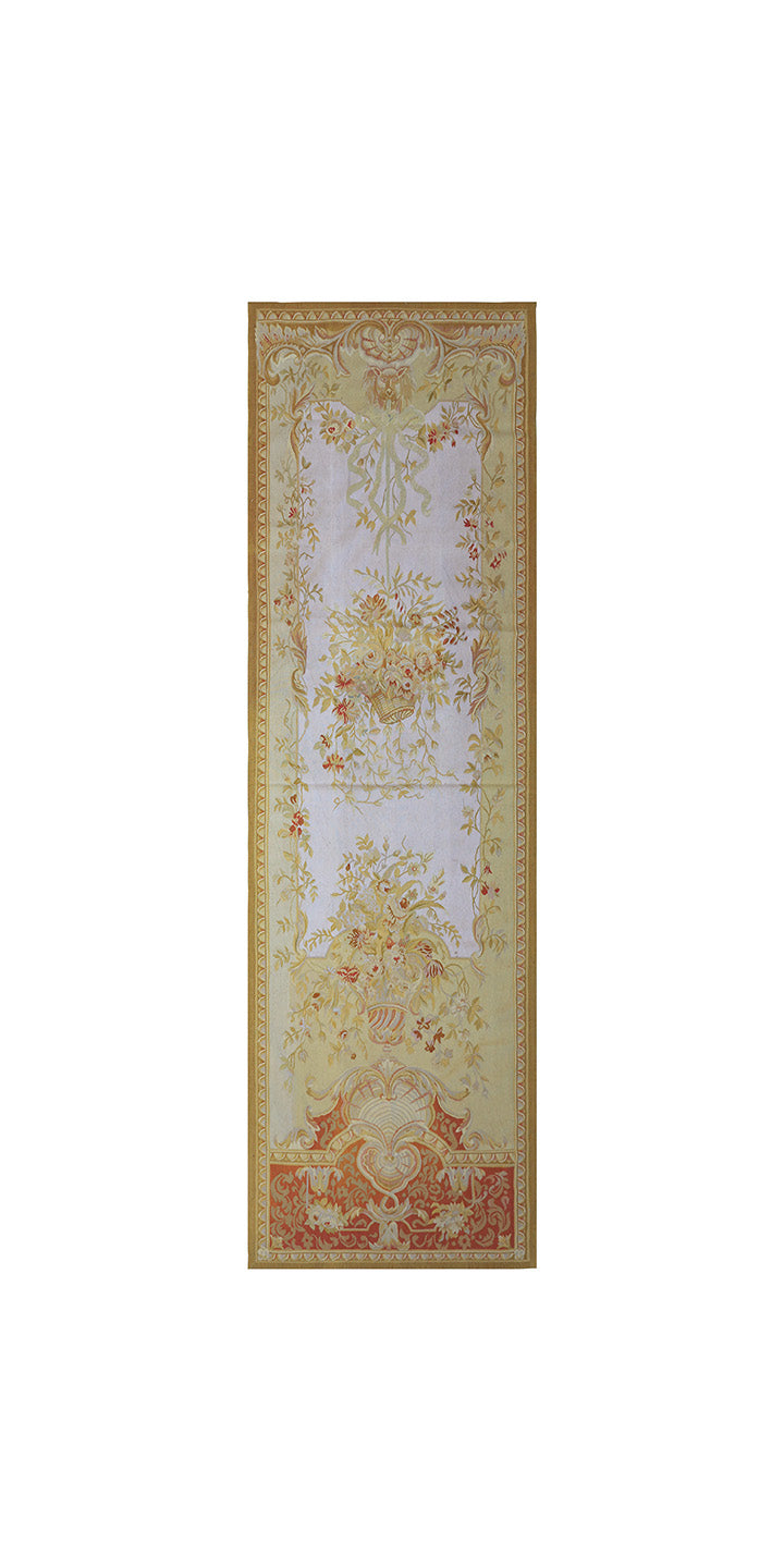 4'x12' French Style Aubusson Wall Hanging | Hand-Woven Wool Tapestry