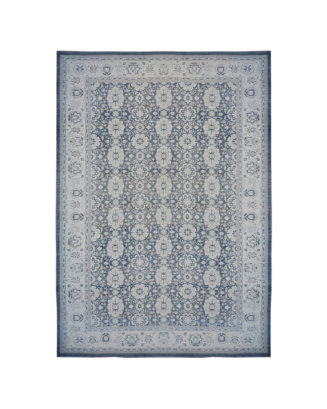 16'x24' Palace Size Area Rug |Navy Agra Design | Wool Hand-knotted