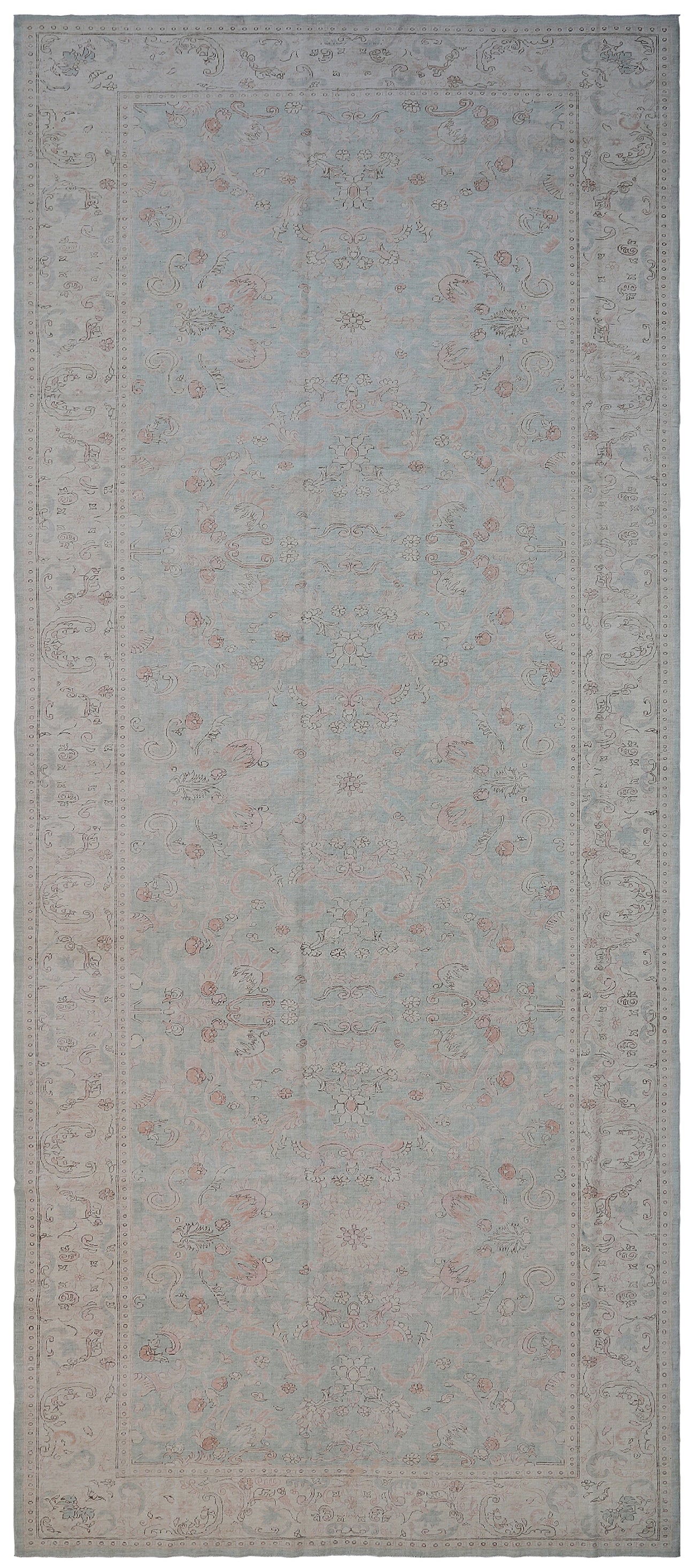 7'x18' Green Gallery Size Floral Design Ariana Luxury Collection Wide Runner Rug