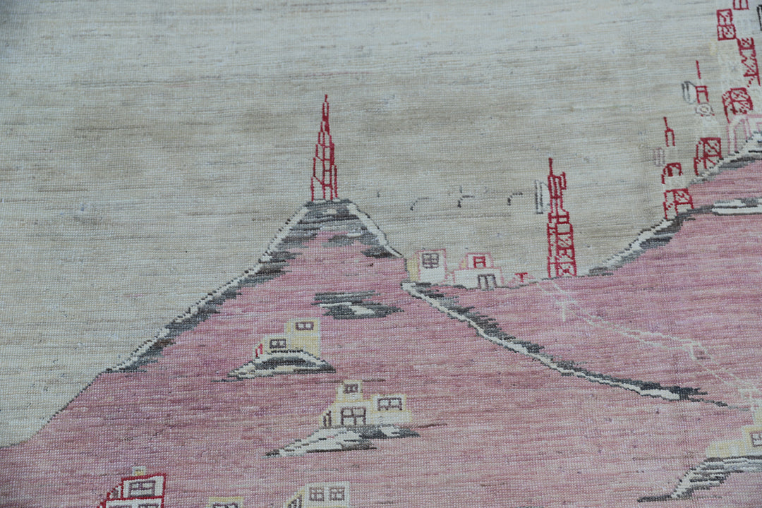 8'x9' Ariana Hand Made Land Scape War Rug