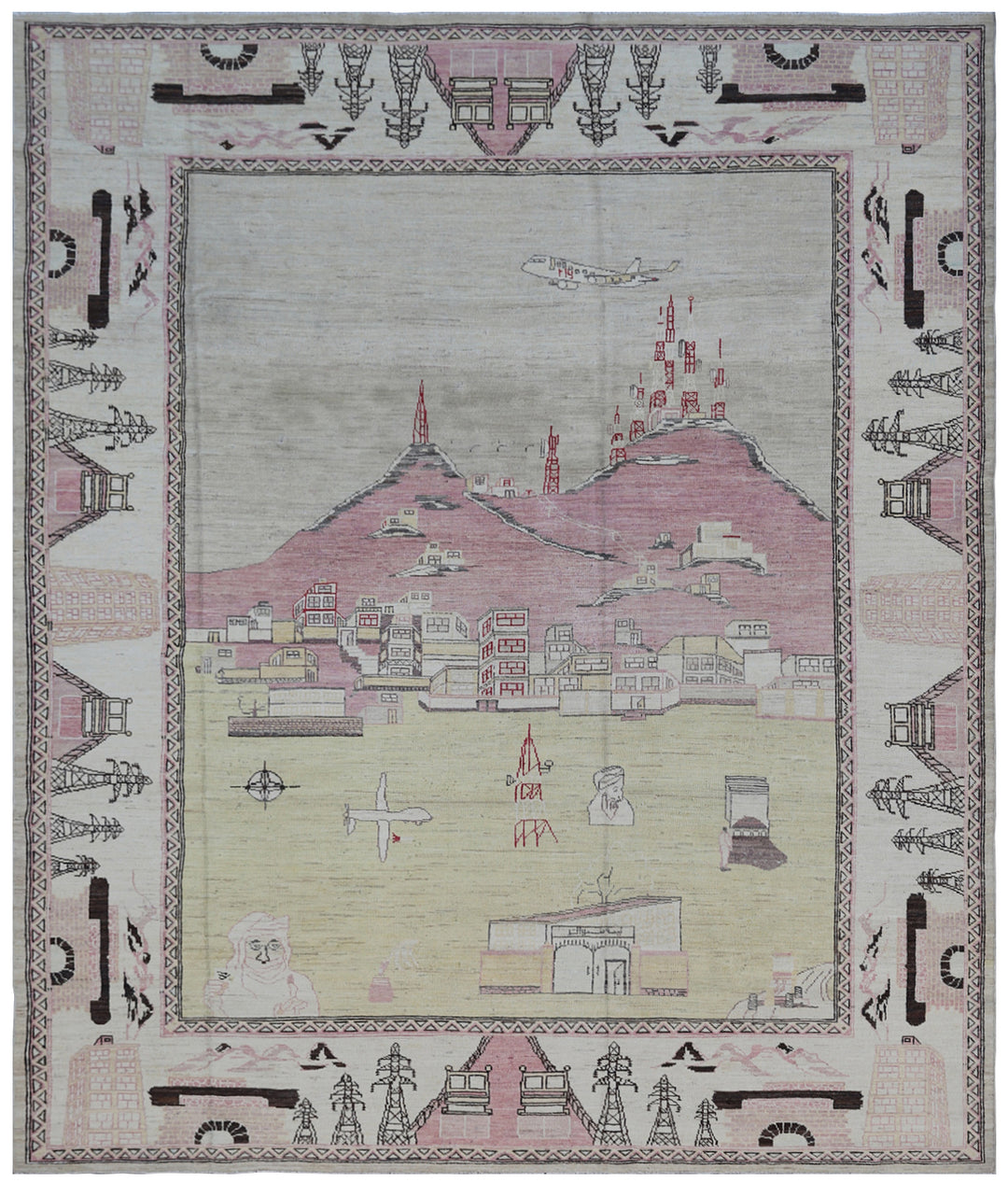 8'x9' Ariana Hand Made Land Scape War Rug