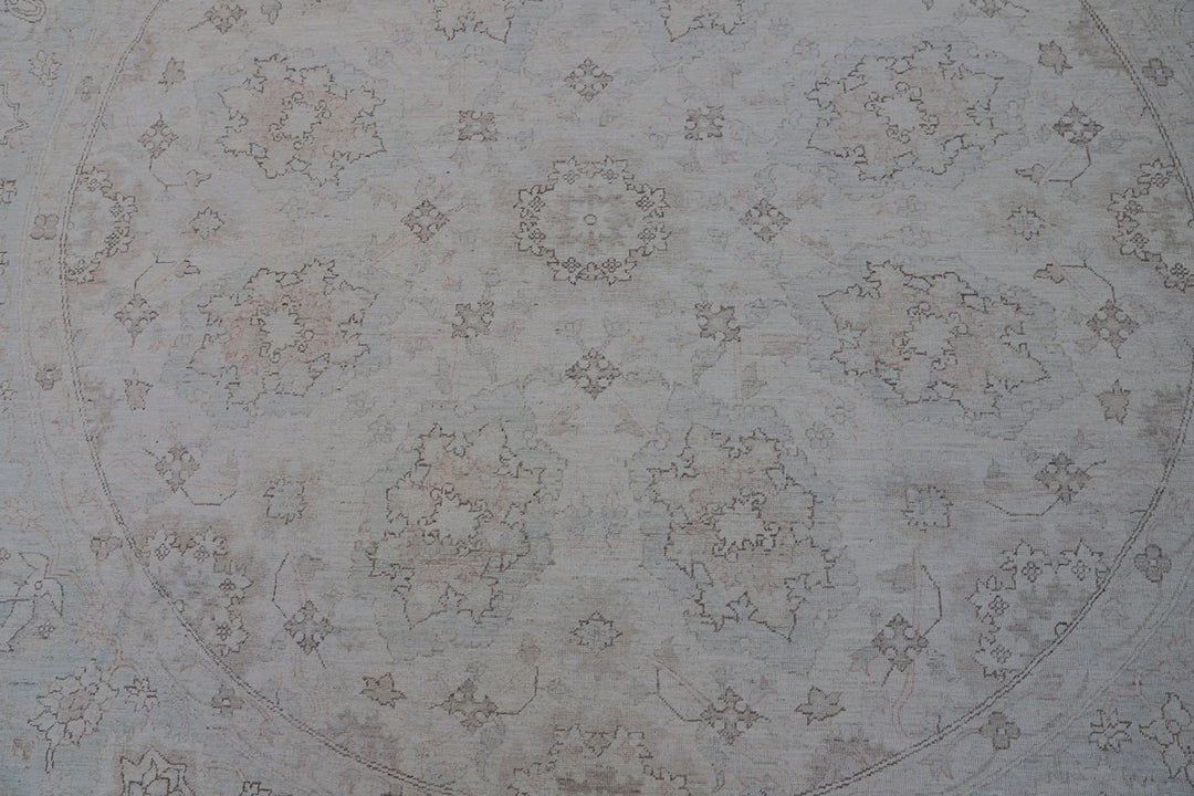 8'x8' Ariana Agra Design Ivory Blue Round Rug