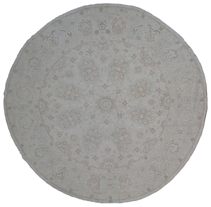 8'x8' Ariana Agra Design Ivory Blue Round Rug