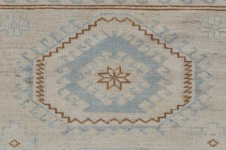 3'x4' Ariana Small Caucasian Geometric Blue Ivory Hazara Rug