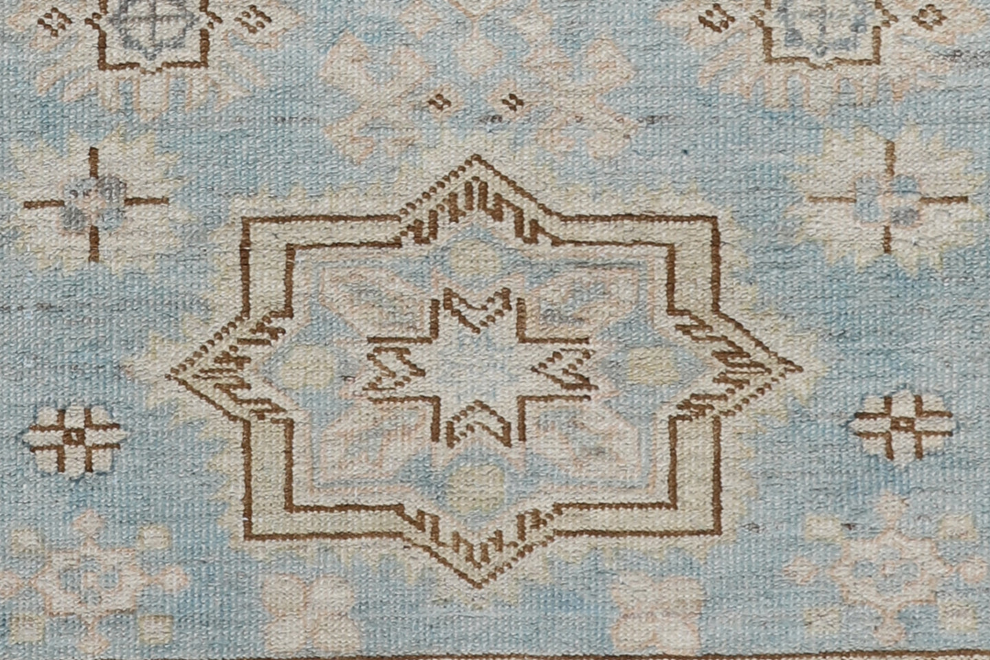 3'x4' Ariana Caucasian Geometric Blue Ivory Brown Hazara Rug