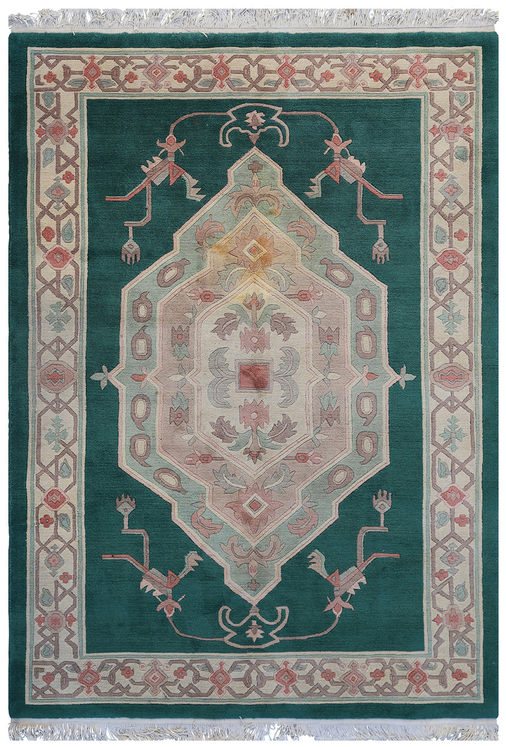 6'x9' Tibetan Chinese Art Deco Geometric Rug