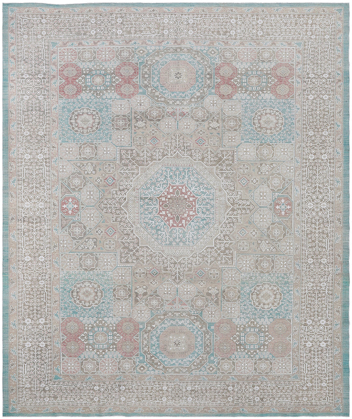 9'x12' Wool Rug | Ariana Mamluk | Blue Ivory Beige Traditional Rug