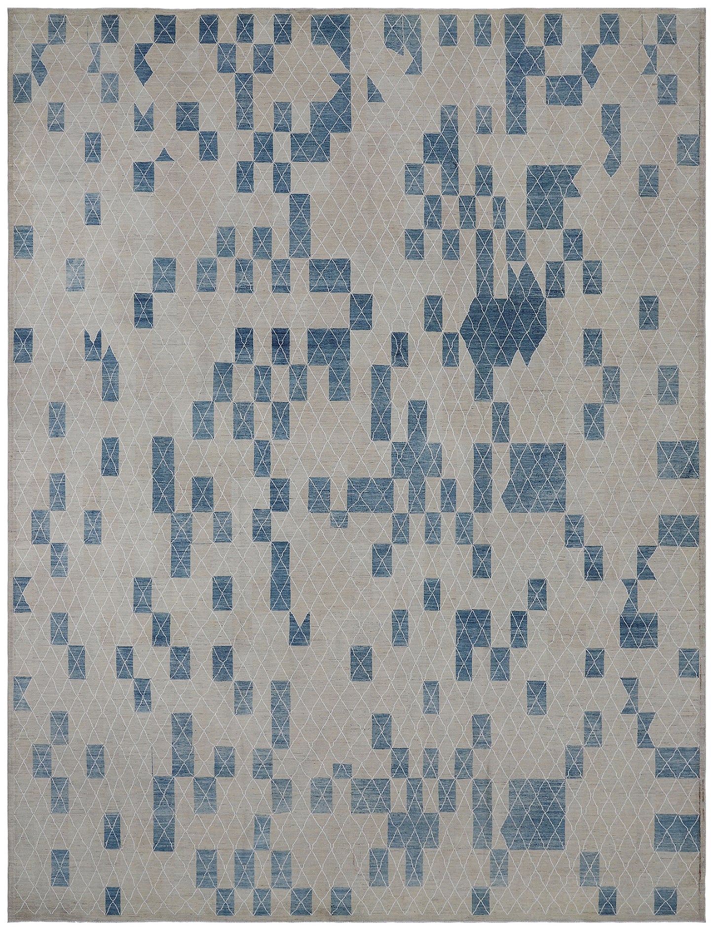10'x14' Blue and Ivory Geometric Ariana Modern Rug