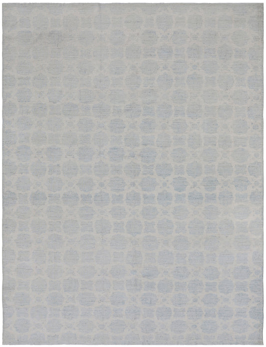 9'x13' Low Pile Soft Pale Blue Cream Geometric Design Ariana Modern Rug