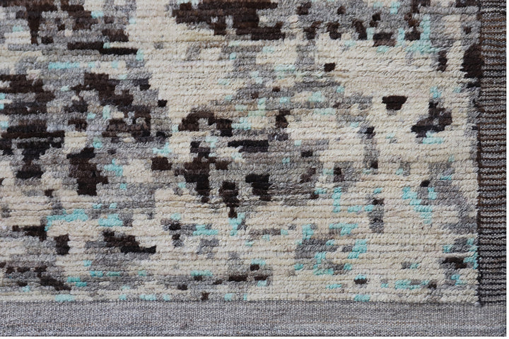 14'x19' Ariana Moroccan Style Cream Dark brown Grey Turquoise Barchi Rug