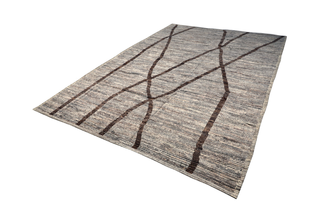 8'x11' Ariana Moroccan Style Camel Brown Barchi Medium Size Rug