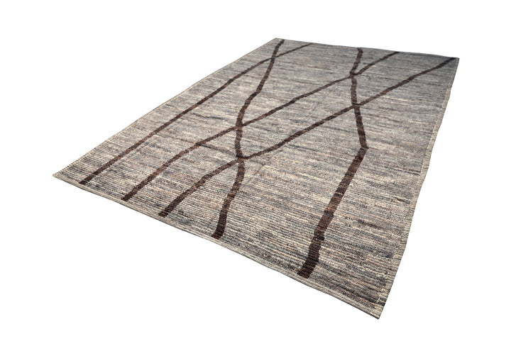 8'x11' Ariana Moroccan Style Camel Brown Barchi Medium Size Rug