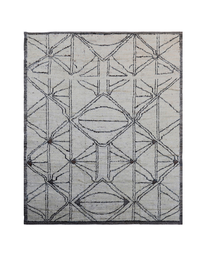 9'x11' Ariana Moroccan Style | Cream Brown | Barchi Hand Knotted Large Size Area Rug