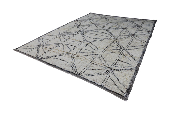 9'x11' Ariana Moroccan Style | Cream Brown | Barchi Hand Knotted Large Size Area Rug