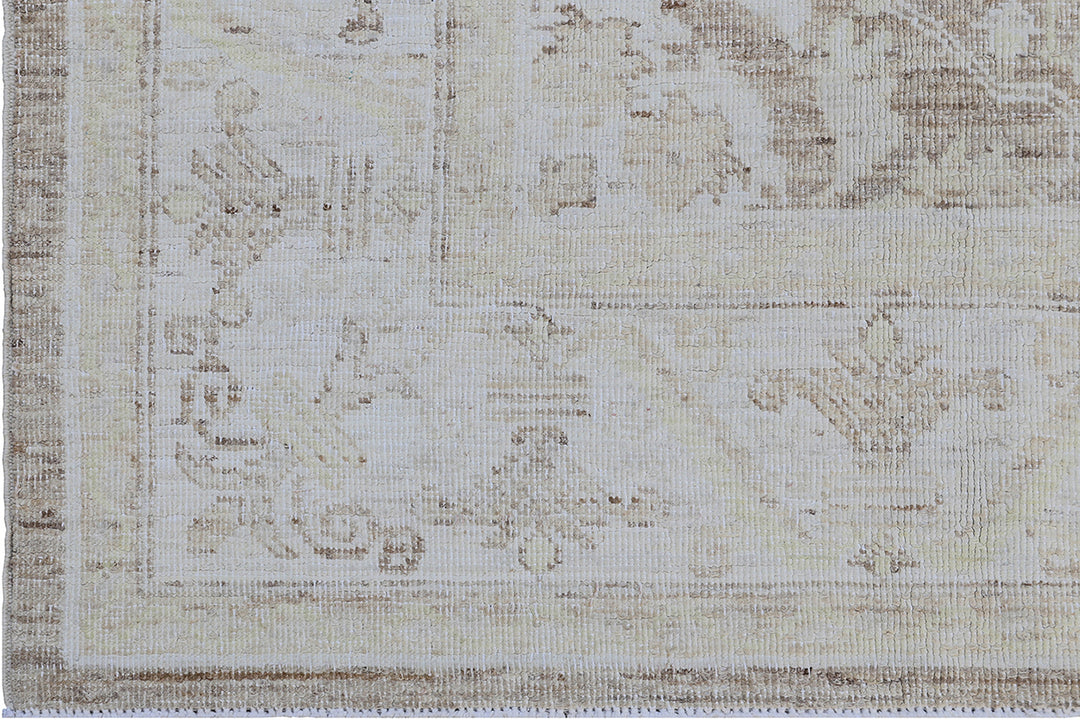 6'x9' Ariana Medium Agra Design Brown Ivory Hand Knotted Wool Rug