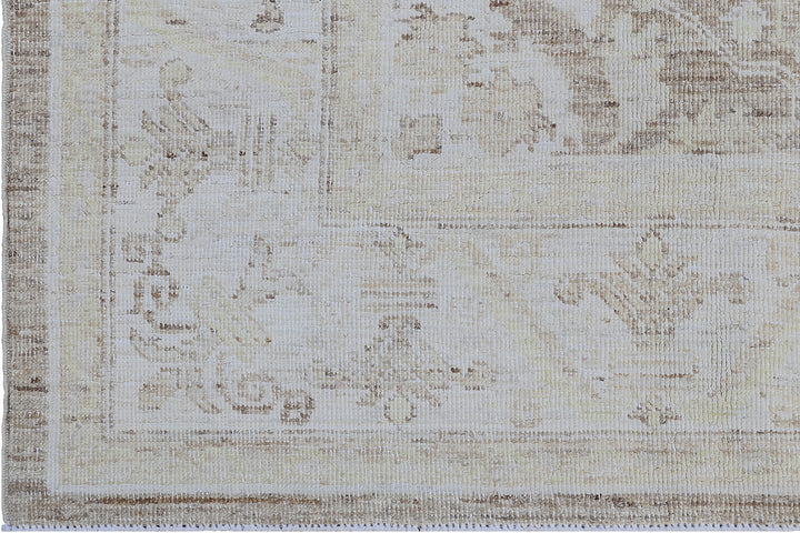6'x9' Ariana Medium Agra Design Brown Ivory Hand Knotted Wool Rug
