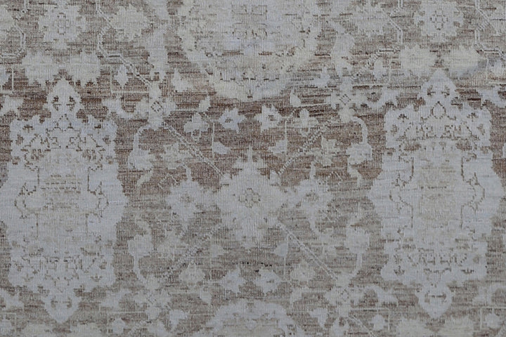 6'x9' Ariana Medium Agra Design Brown Ivory Hand Knotted Wool Rug