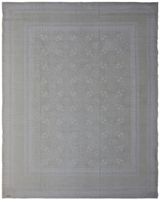 8'x10' Soft Washed-out Pale Cotton Wool Ariana Transitional Rug