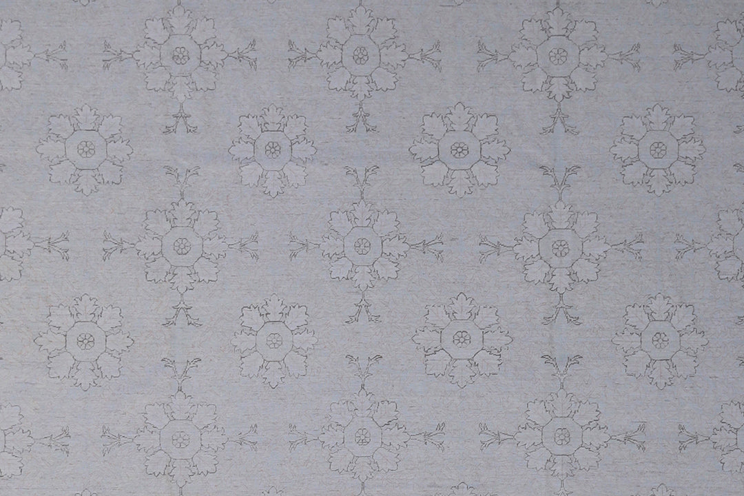 10'x13' Pale Icy Blue Grey Brown Ivory European Design No Border Ariana Transitional Rug