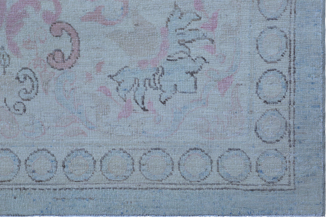 10'x13' Ariana Large Fine Traditional Blue and Magenta Hand Knotted Wool Rug