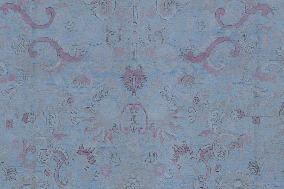 10'x13' Ariana Large Fine Traditional Blue and Magenta Hand Knotted Wool Rug