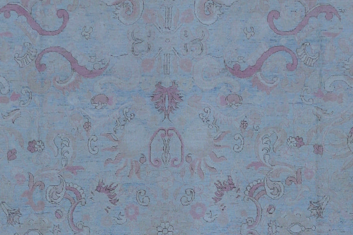 10'x13' Ariana Large Fine Traditional Blue and Magenta Hand Knotted Wool Rug