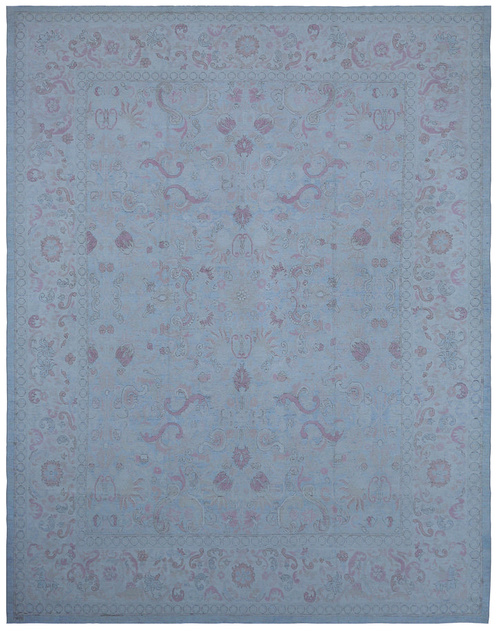 10'x13' Ariana Large Fine Traditional Blue and Magenta Hand Knotted Wool Rug