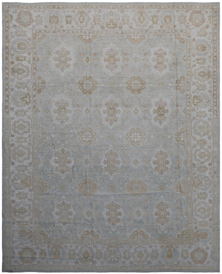 8'x10' Ariana Agra Design Blue Ivory Cream Rug