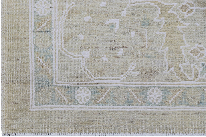 4'x17' Ariana Tabriz Design Ivory White Blue Tan Runner Rug