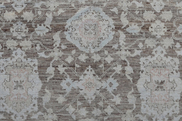 6'x9' Ariana Medium Agra Design Brown Ivory Hand Knotted Wool Rug