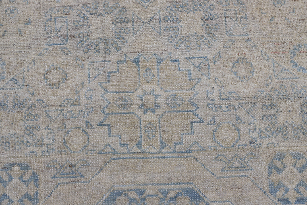 9'x12' Wool Hand-knotted Rug | Ariana Mamluk Ivory Blue Rug