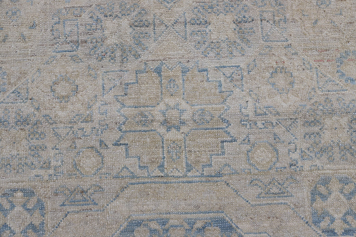 9'x12' Wool Hand-knotted Rug | Ariana Mamluk Ivory Blue Rug