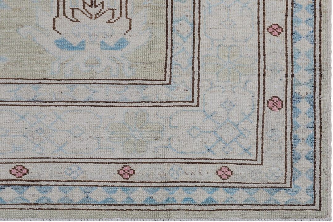 5x7 Ariana Kazak Hazara Rug - Blue Green Brown Wool Area Rug