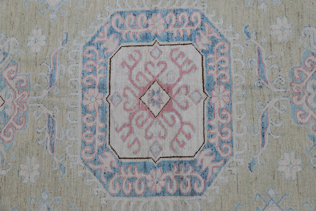 5x7 Ariana Kazak Hazara Rug - Blue Green Brown Wool Area Rug